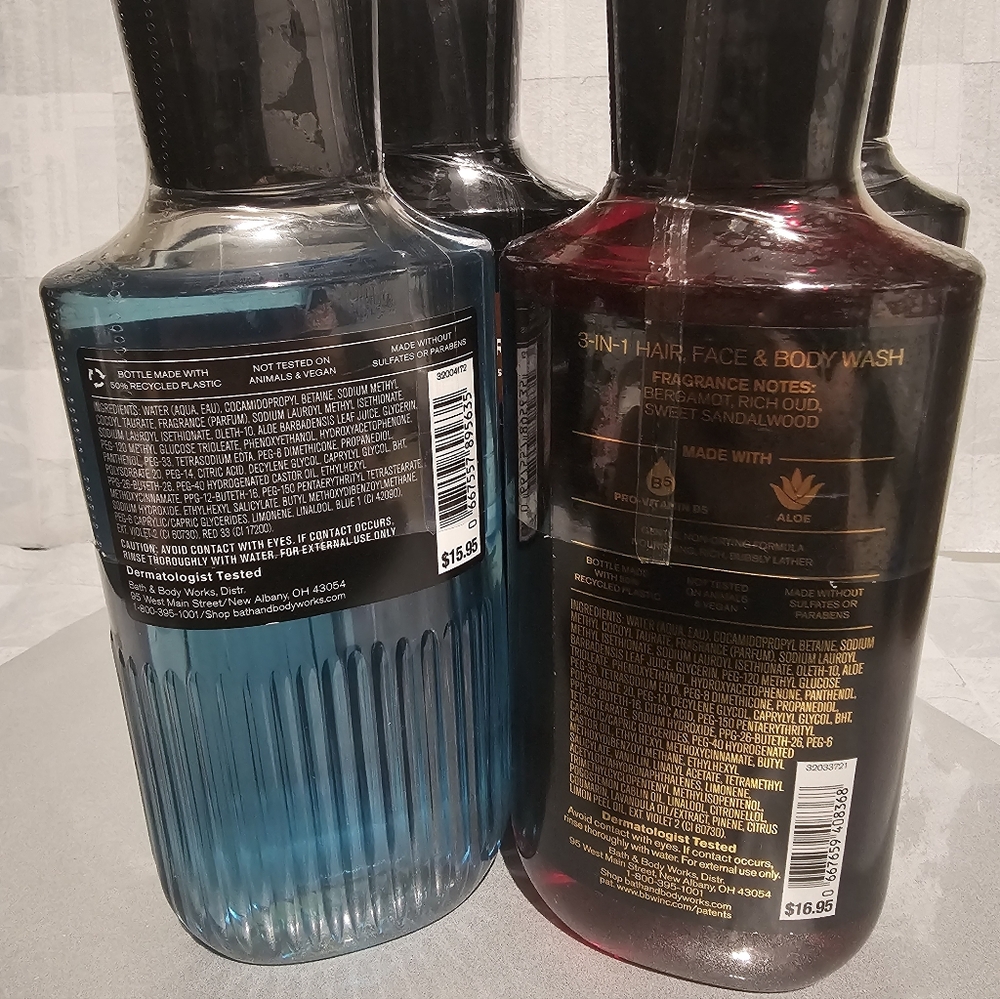 4Pc Bundle - Bath & Body Works Men's 3 in 1 Face Hair & Body Wash 10 oz Each - Picture 3 of 5